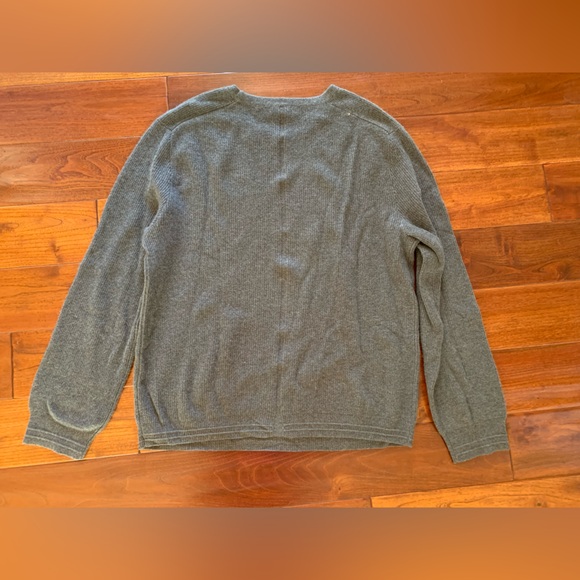INHABIT 100% Cashmere Chunky Ribbed Crew Neck Sweater Men's XL Gray Pullover - Picture 8 of 9